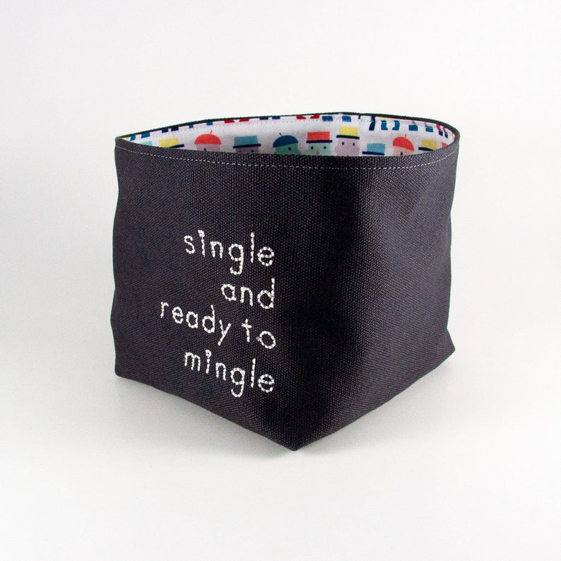 Storage Single and Ready to Mingle Organization Missing Socks Sock Bin Fabric Basket Home Decor Funny Housewarming Gift Bin