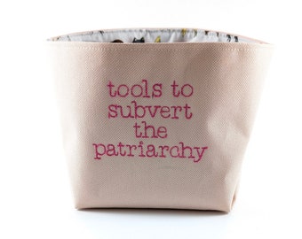 Tools to Subvert the Patriarchy, Housewarming Gift, Home Decor, Basket, Bin, Storage, Organization, Reversible, Feminist