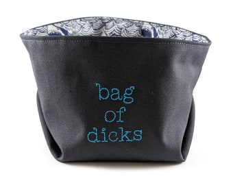 Bag of Dicks, Funny Housewarming Gift, Fabric Basket, Bin, Home Decor, Storage, Organization, Reversible