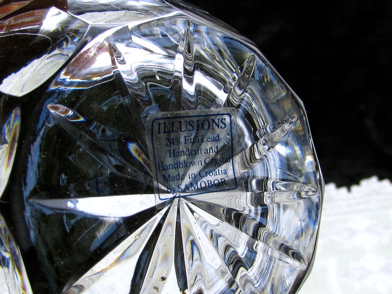 Fan and Diamond Pattern Crystal Bowl Samobor Lead Crystal Criss Cross Pattern Serving Bowl Small Crystal Salad Bowl