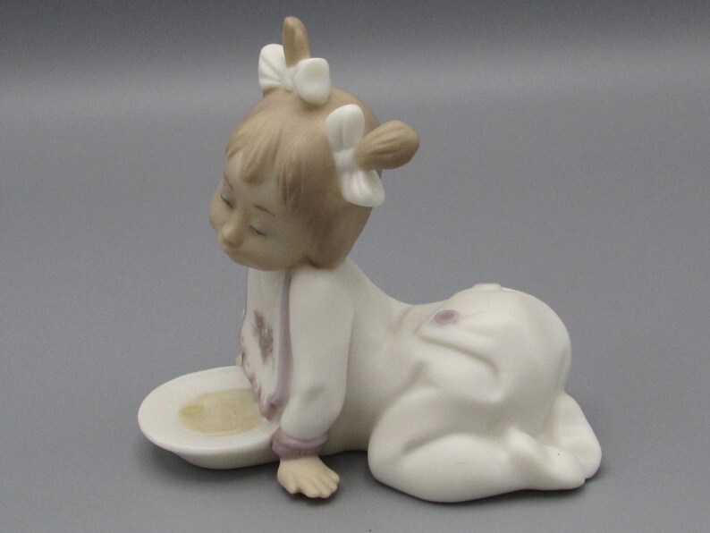 Golden Memories by Lladro All Done Little Girl Not Hungry Figurine Lladro Toddler Porcelain Figurine