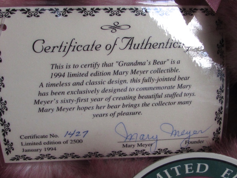 New in Box Stuffed Teddy Bear 1994 Pink Mary Meyer Bear Boxed Pink Collector Bear