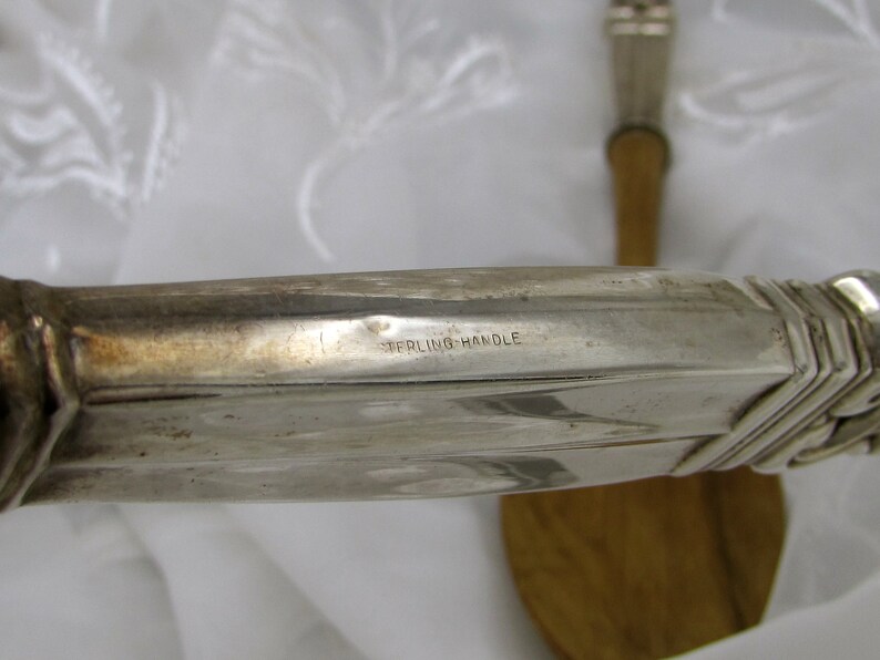 Royal Danish Pattern by Intl Silver Salad Servers Large Sterling and Wood Salad Serving Set Sterling Handle Fork and Spoon