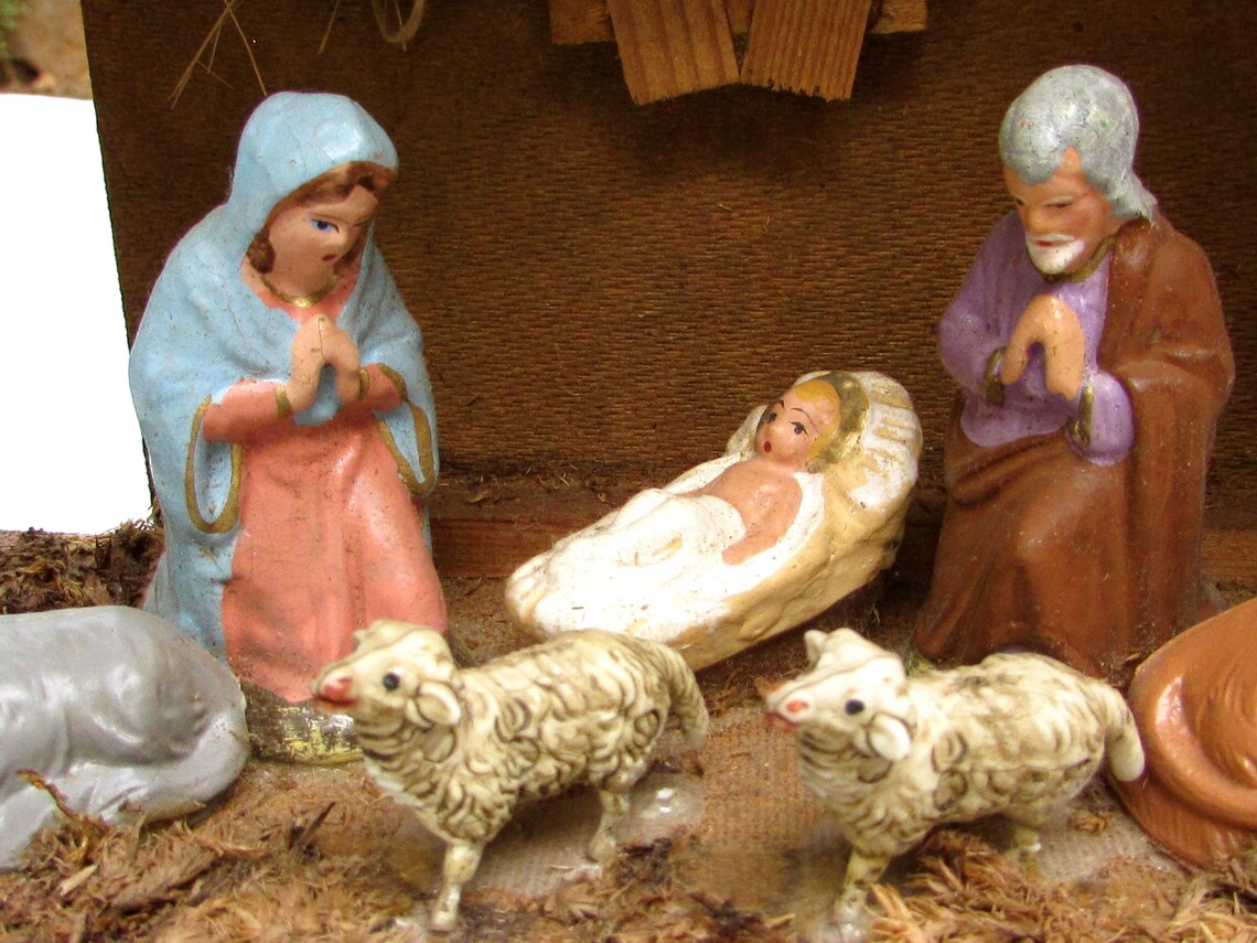 One Piece Nativity Set Vintage Nativity Set with Manger Etsy