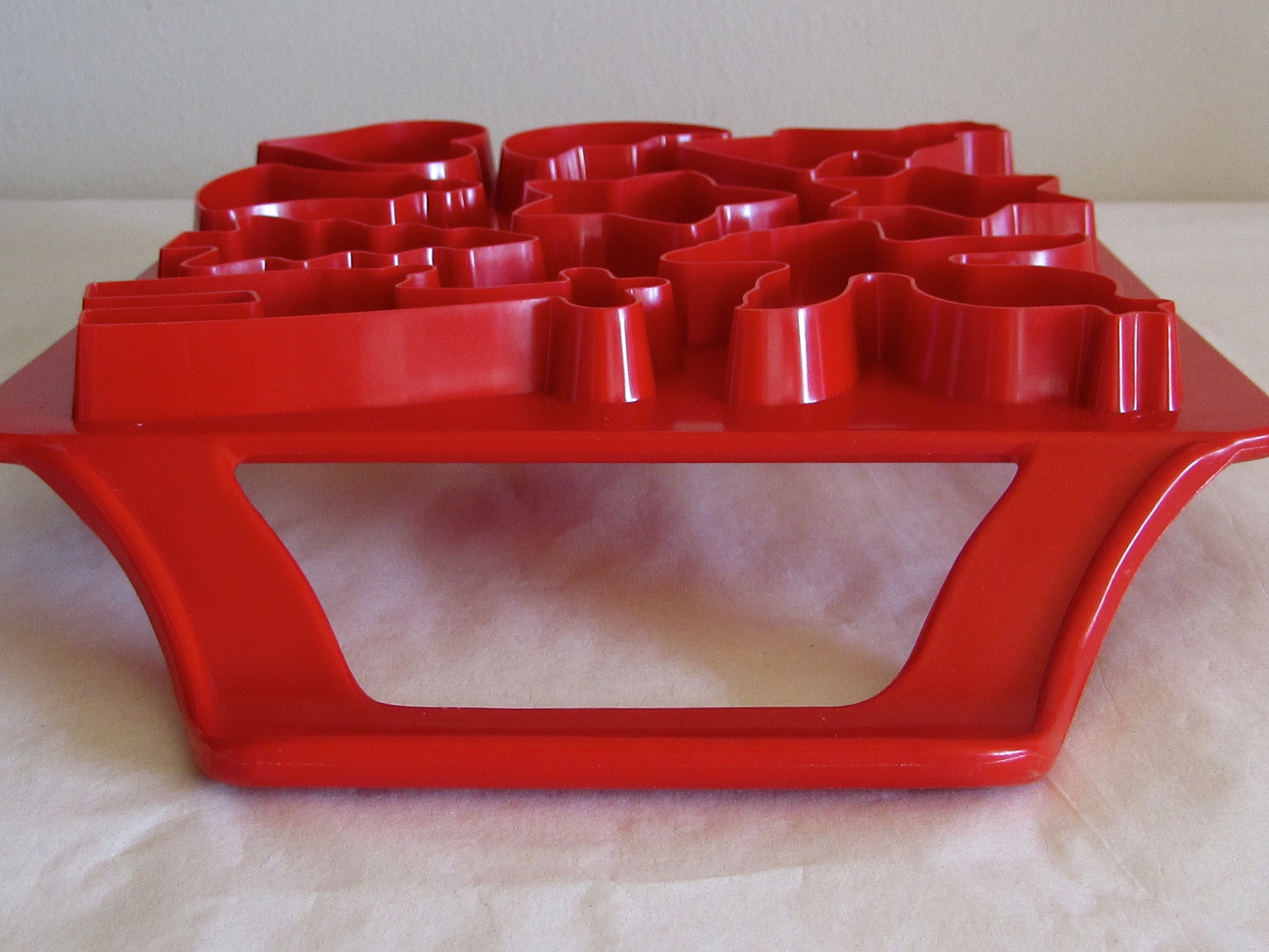 Vintage Large Red Cookie Cutter Double Handle Red Plastic Etsy