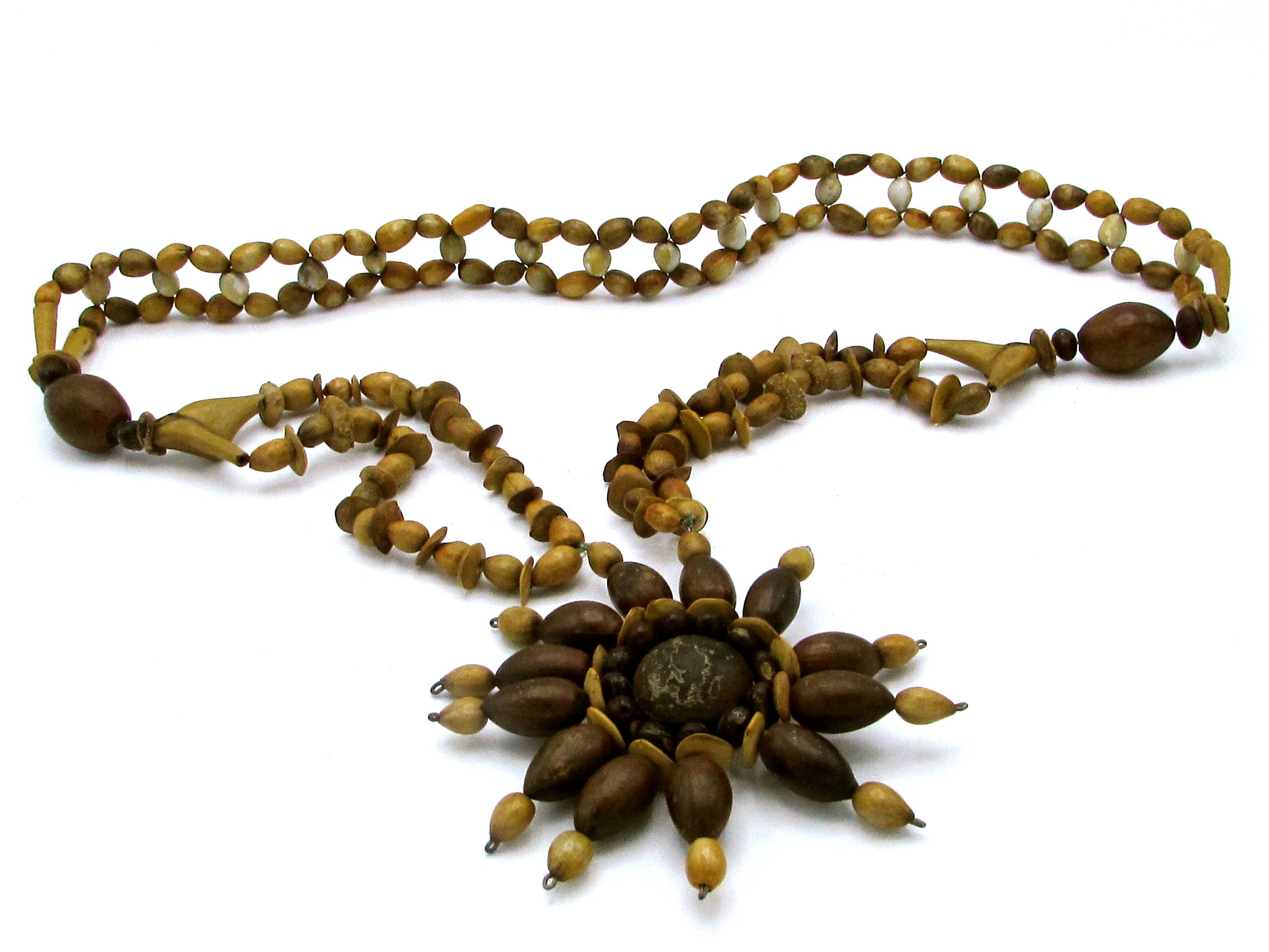 Vintage Seed and Nut Medallion Necklace 70s Island Seed Etsy