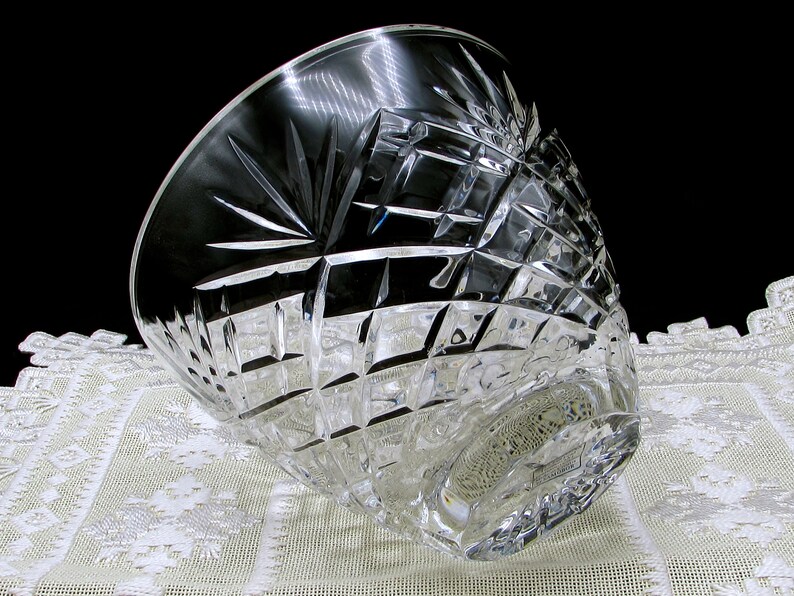 Fan and Diamond Pattern Crystal Bowl Samobor Lead Crystal Criss Cross Pattern Serving Bowl Small Crystal Salad Bowl