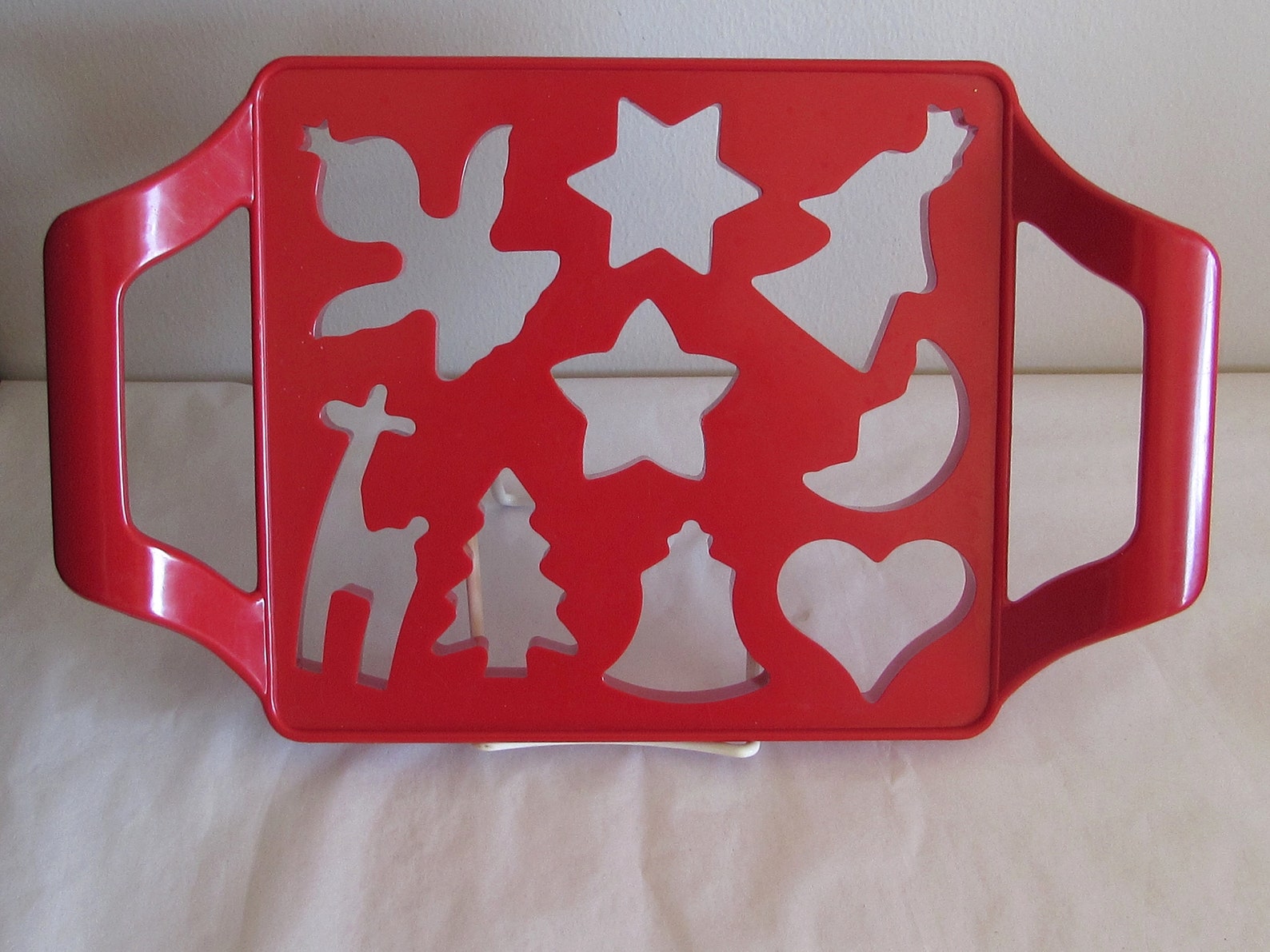 Vintage Large Red Cookie Cutter Double Handle Red Plastic Etsy