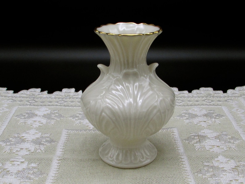Lenox China Vase Lenox Pearl White Leaf Design Vase Etsy