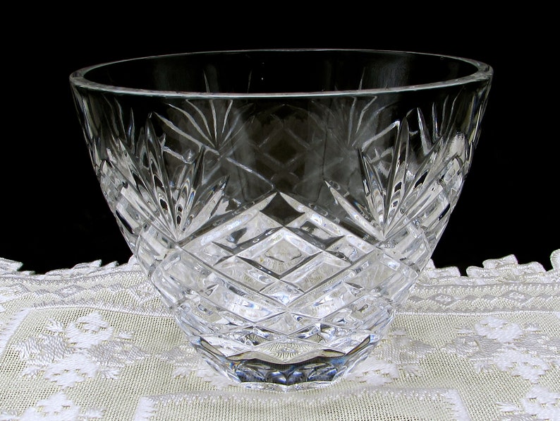 Fan and Diamond Pattern Crystal Bowl Samobor Lead Crystal Criss Cross Pattern Serving Bowl Small Crystal Salad Bowl
