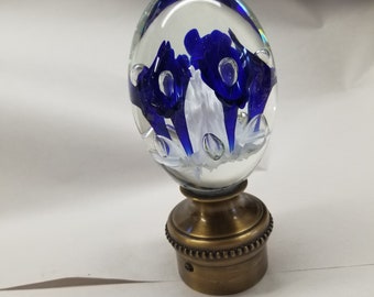 Remate para cortina con diseño floral azul