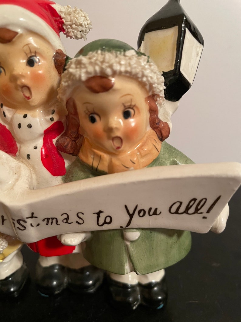 Vintage Thames Girl Carolers Figurine A Merry Christmas To You All Banner