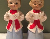 Vintage Christmas Japan NOEL Choir Boy and Girl Salt and Pepper Shakers