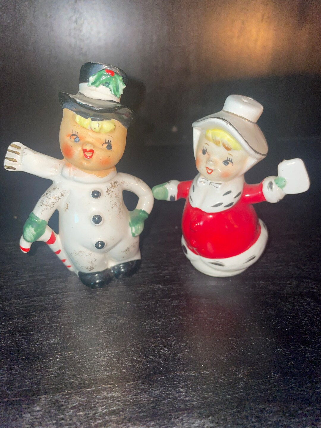 Vintage Christmas Couple Salt and Pepper Shakers Etsy