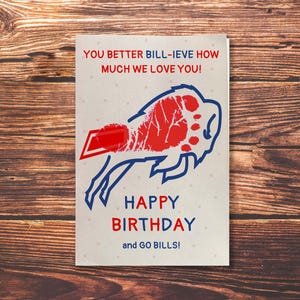 Buffalo Bills Baby Geburtstagskarte, Fußball Fußabdruck Spiel Tag Handwerk Andenken Geschenk Handabdruck Baby Kind Kleinkind Vorschul Projekt Aktivität
