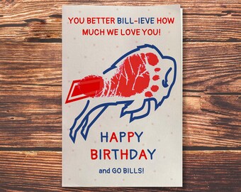 Buffalo Bills Birthday Card: Baby Handprint Craft (Digital Download)