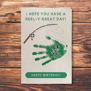 Créations artisanales de cartes d'anniversaire avec empreinte de main de poisson, cadeau souvenir pour papa et grand-père, projet artistique sur le thème de la pêche, activité amusante pour bébé, tout-petit, enfant d'âge préscolaire