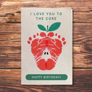 Apple bebê pegada cartão de aniversário artesanato lembrança presente handprint pegada bebê criança pré-escolar escola arte projeto atividade diy