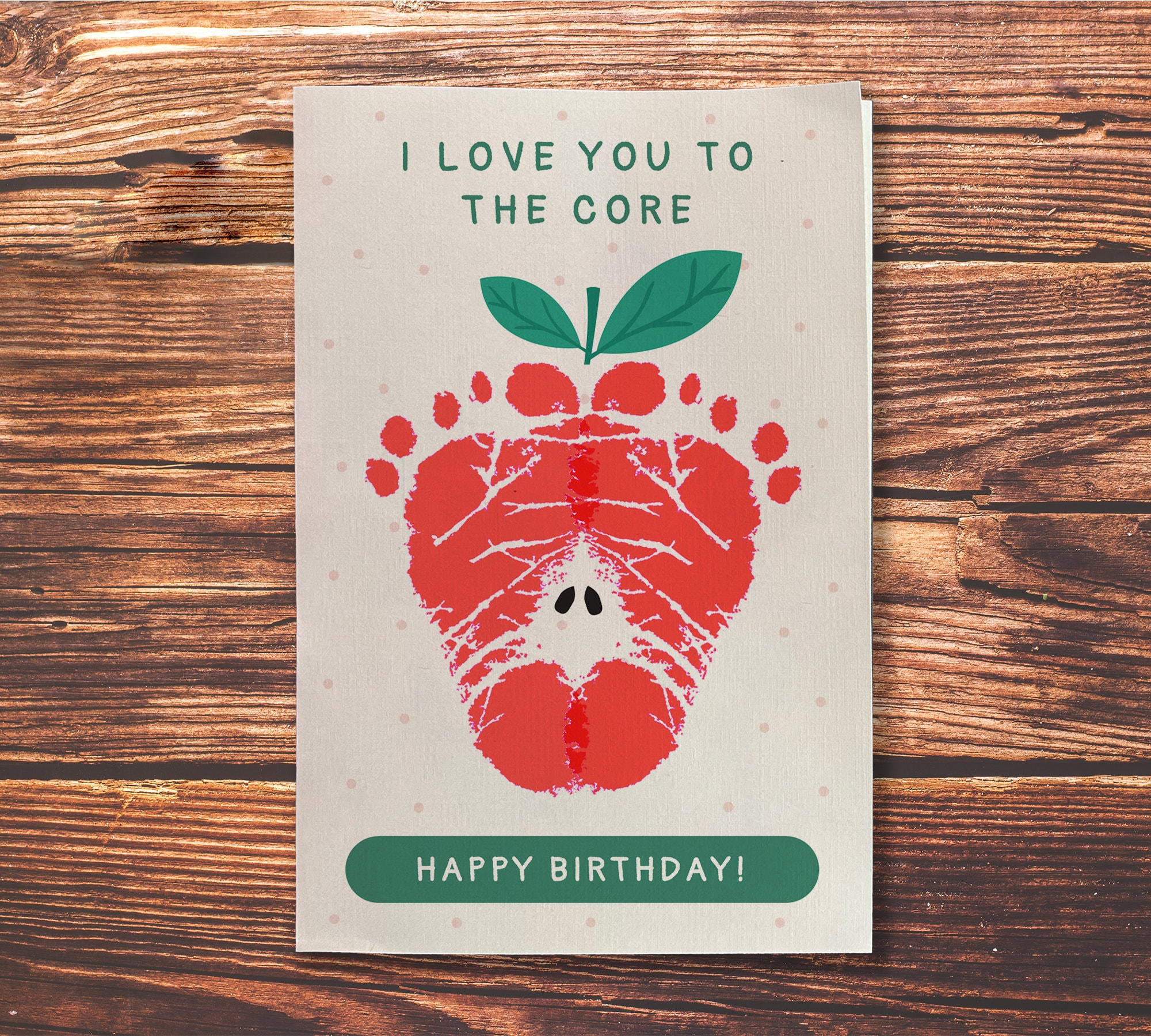 Apple Baby Footprint Birthday Card Craft Keepsake Gift Handprint