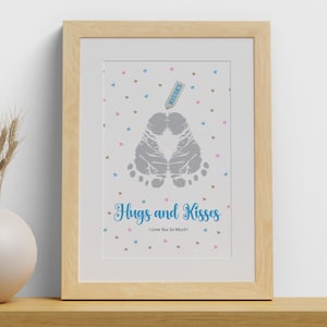 Chocolade kussen baby voetafdruk kunst aan de muur, ambachtelijke aandenken cadeau van baby kind peuter, voorschoolse kinderopvang projectactiviteit, afdrukbaar digitaal
