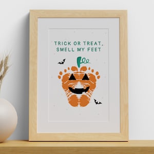 Kürbis Baby Fußabdruck Wand Kunst Handwerk Andenken Geschenk Handabdruck Fußabdruck Kind Kleinkind Kinder Vorschule Projekt Aktivität Halloween Herbst Dekor