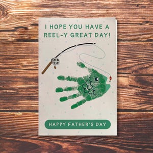 Créations artisanales de cartes d'anniversaire avec empreinte de main de poisson, cadeau souvenir pour papa et grand-père, projet artistique sur le thème de la pêche, activité amusante pour bébé, tout-petit, enfant d'âge préscolaire