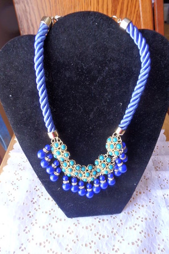 CLEARANCE/SALES  Statement Necklace Blue Cobalt Bl