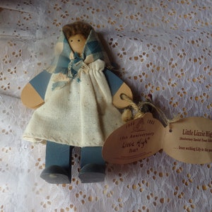 Vintage Lizzy High Folk Art Whimsical Wooden Country Girl Doll 10th Anniversary Collection 1994 image 3