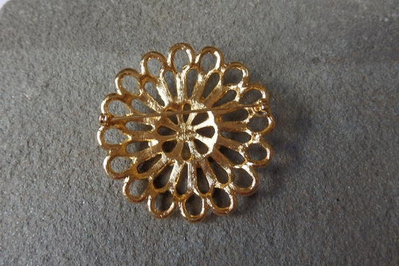 Napier Vintage Brooch/Pin Gold Tone Flower Signed… - image 3