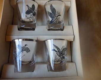 Vintage Rumpus Federal Set of 4 Shot Glasses (grose/ducks) Original Box