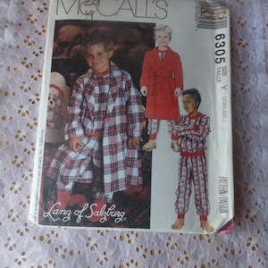 Vintage McCall&#39;s Childrens and Boys Robe PJ&#39;s Size Y  XSM,SML  #6305 uncut sewing pattern