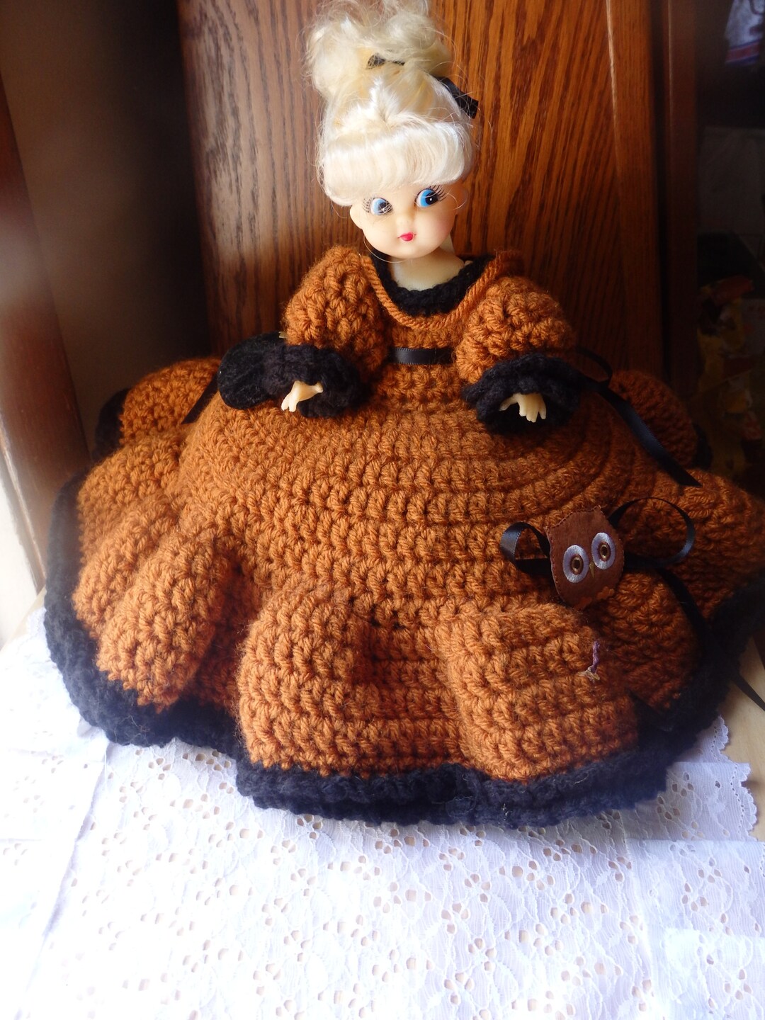 Vintage Crochet Bed Pillow Doll Halloween/fall Themed Handmade Etsy