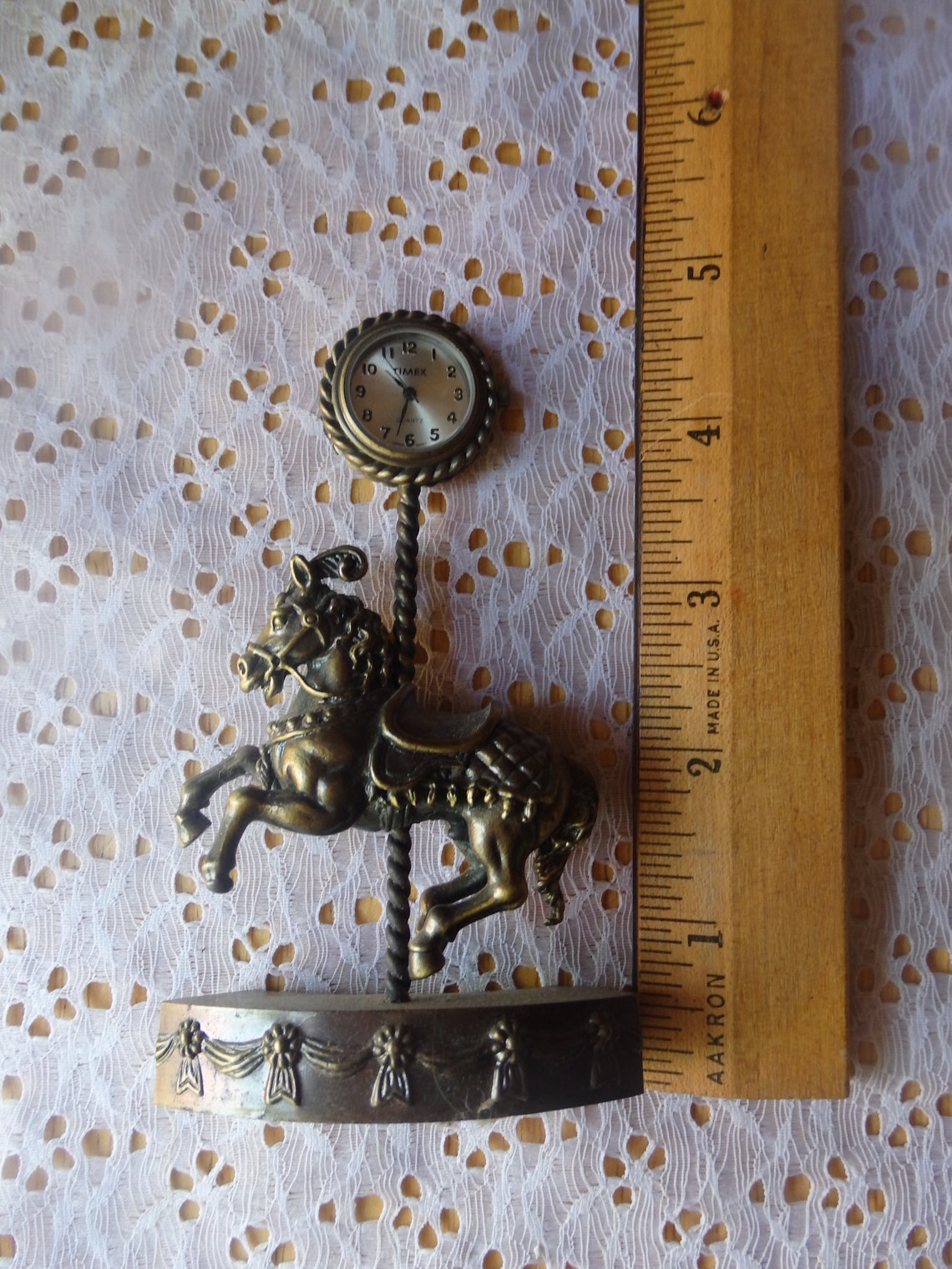 Vintage Timex Miniature Carousel Horse Desk Clock Paperweight Etsy