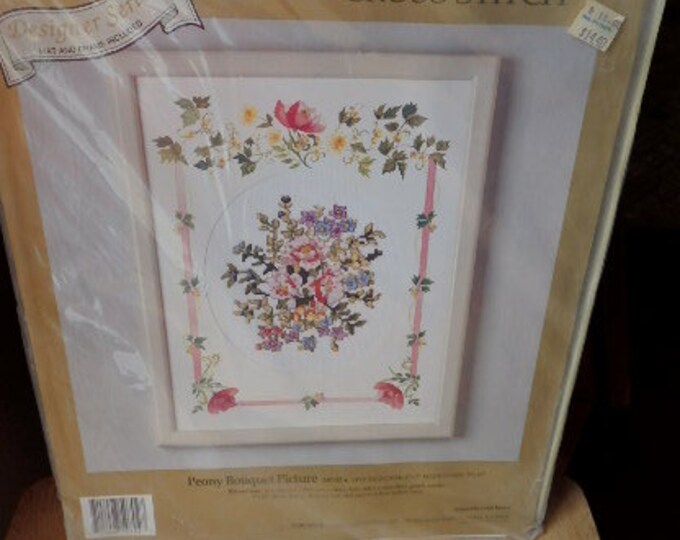 Vintage Something Special Counted Cross Stitch Designers Series Peony Bouquet Pictured