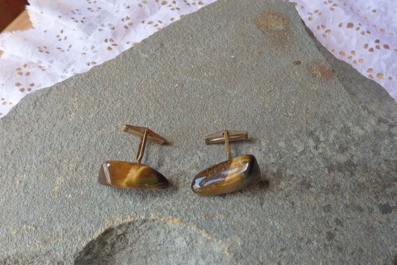 CLEARANCE/SALE Vintage Cuff links Tumbled Agate S… - image 2