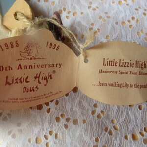 Vintage Lizzy High Folk Art Whimsical Wooden Country Girl Doll 10th Anniversary Collection 1994 image 5