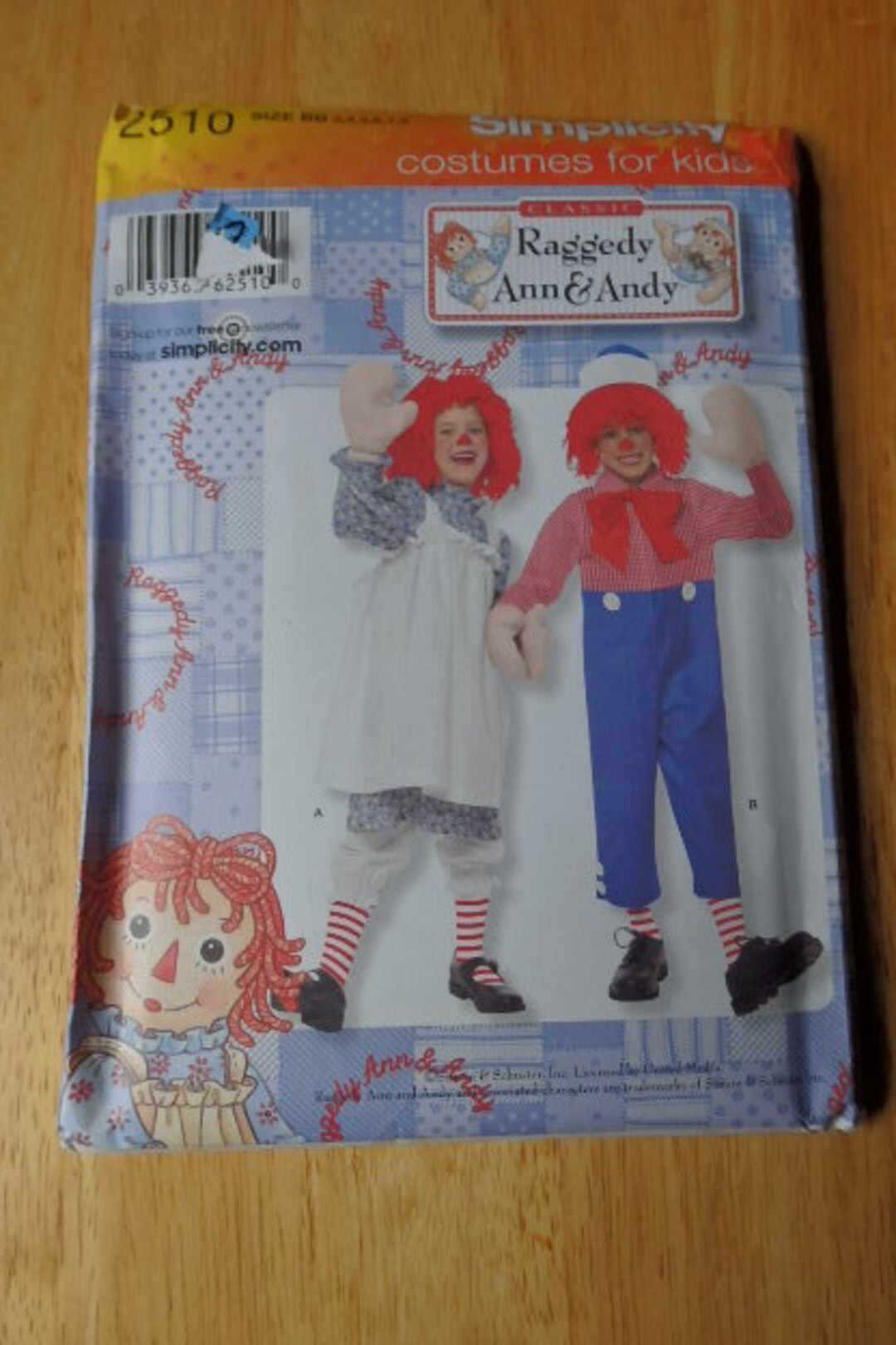 Simplicty Costumes for Kids Raggedy Ann & Andy 2510 Size BB - Etsy
