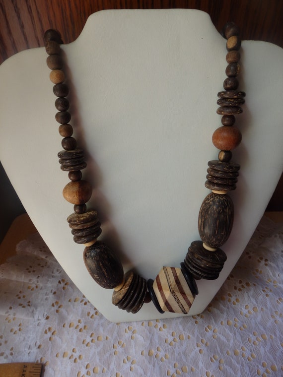 Wooden Chunky Fashion Statement Wood Necklace Unique Necklace