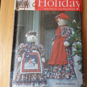 Simplicity Holiday Pattern Collection Christmas Craft Pattern Uncut Pattern SnowLady Polar Bear