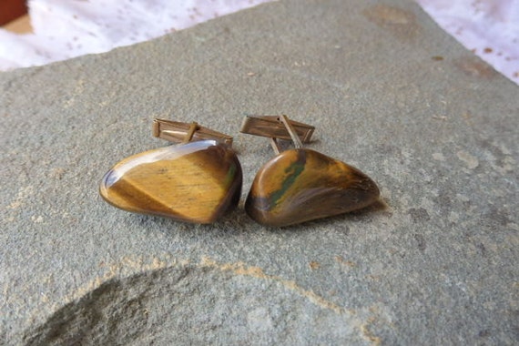CLEARANCE/SALE Vintage Cuff links Tumbled Agate S… - image 1