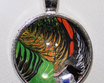 Acrylic paint pendant one of a kind colorful