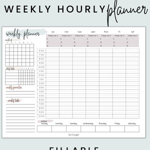Printable Weekly Planner Hourly Schedule Planner Insert Set - Etsy