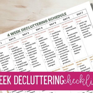 Printable Checklist, Decluttering checklist, declutter challenge 30 day, chore list, cleaning printable, organization planner