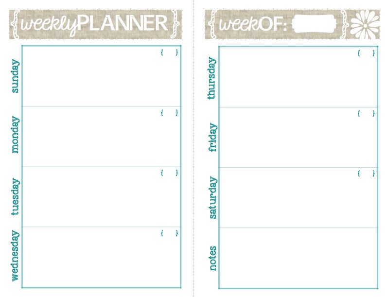 printable weekly planner printable weekly planner on two