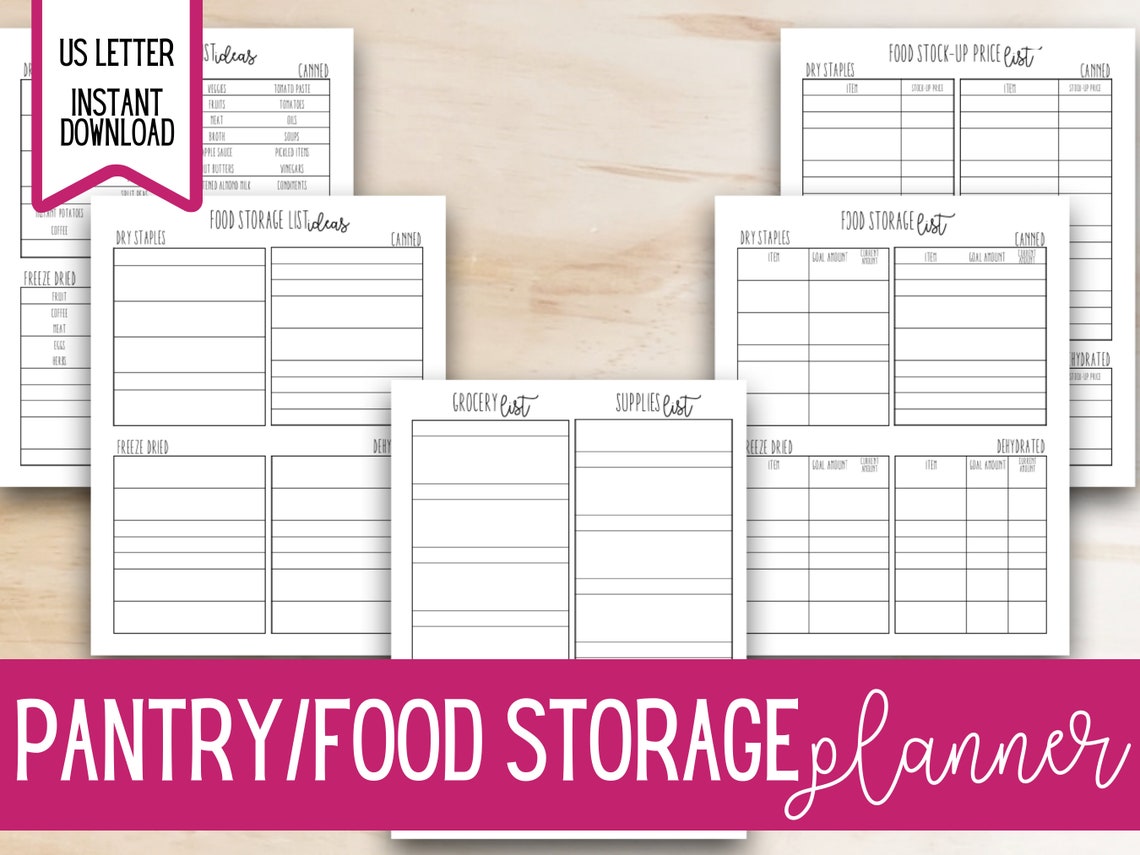 Food Storage Planner Printable, Pantry Inventory, Freezer Inventory