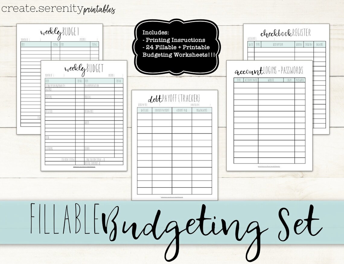 Fillable PRINTABLE BUDGET Planner: Printable Budget & - Etsy