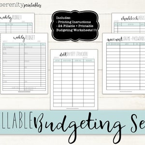 Fillable PRINTABLE BUDGET Planner: Printable Budget &amp; Planning Forms ...