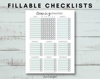 Horario de limpieza, Lista de verificación imprimible, planificador de limpieza del hogar, lista de limpieza semanal, planificador de limpieza y lista de verificación, ordenamiento, limpieza