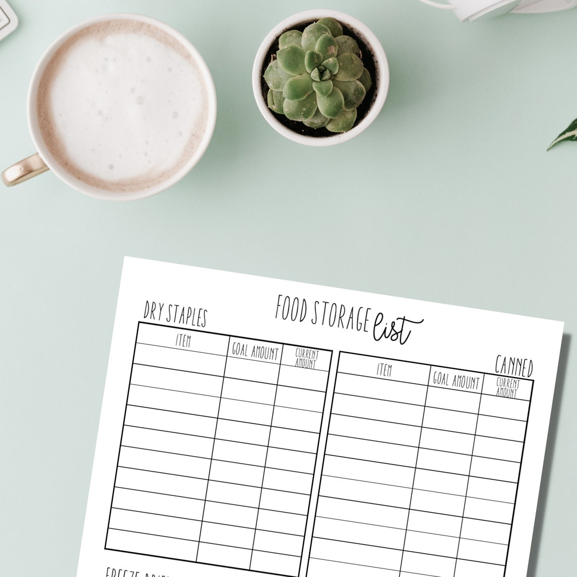 Food Storage Planner Printable, Pantry Inventory, Freezer Inventory