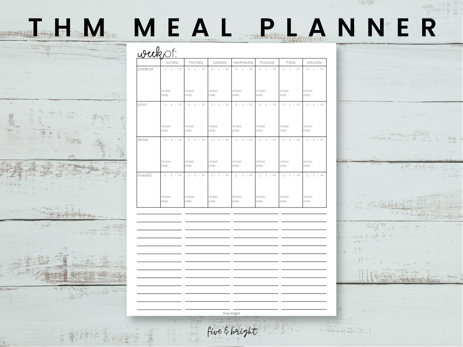 Menu Planner Trim Healthy Mama Printable Planner Healthy Etsy